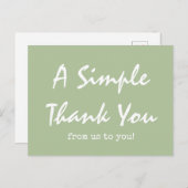 シンプルScript Sage Green Business Thank You ポストカード (正面/裏面)