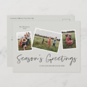 シンプルScript Season's Greetings 3 Photo シーズンポストカード (正面/裏面)