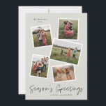 シンプルScript Season's Greetings 5 Photo Collage シーズンカード<br><div class="desc">スシンプルクリックスシーズンの挨拶5手のレタリングとフォトコラージュモダン。背景とフォントの色は、写真の配色に簡単に合わせて完全にカスタマイズ可能。このクリックデザインに対する編集ボタン</div>