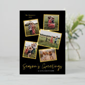 シンプルScript Season's Greetings 5 Photo Collage 箔シーズンカード (立ち正面)
