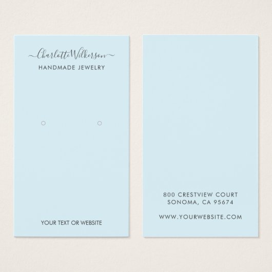 シンプルScript Signature Blue Earring Display Card (正面&裏面)