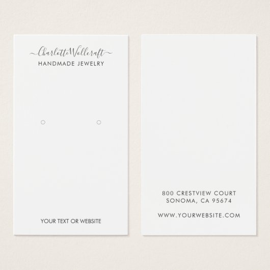 シンプルScript Signature Earring Display Card (正面&裏面)