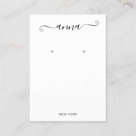 シンプルScript Signature White Earring Display 名刺 (正面)