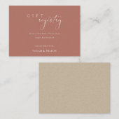 シンプルScript Terracottaの結婚ギフト登録 エンクロージャーカード (正面/裏面)