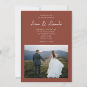 シンプルScript Terracotta 2枚の写結婚真 招待状 (正面)