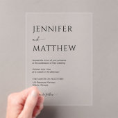 シンプルScript Transparentのミニマル結婚リスト アクリル招待状 (インサイチュ (ポータブル))