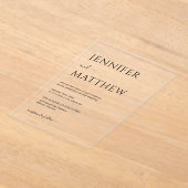 シンプルScript Transparentのミニマル結婚リスト アクリル招待状 (レイダウン)