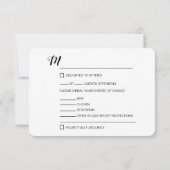 シンプルScript Wedding RSVPメニューの選択肢 出欠カード (裏面)