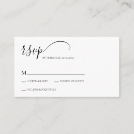 シンプルScript Wedding RSVP エンクロージャーカード