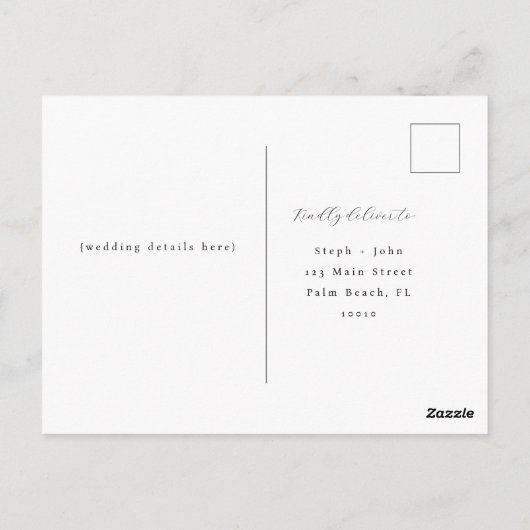 シンプルScript Wedding RSVP Response Cardはがき ポストカード (裏面)