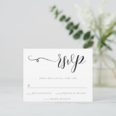 シンプルScript Wedding RSVP Response Cardはがき ポストカード (スタンド正面)