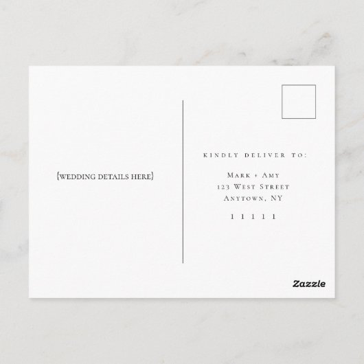 シンプルScript Wedding RSVP Response Cardはがき ポストカード (裏面)