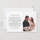 シンプルScript Whiteの結婚写真 サンキューカード (裏面)