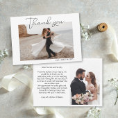シンプルScript Whiteの結婚写真 サンキューカード