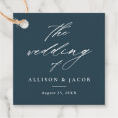 シンプルScript's 結婚 Thank Youメッセージカード フェイバータグ (正面)