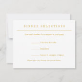 シンプルSerifモダンタイポグラフィ結婚の黄色金ゴールド 出欠カード (裏面)