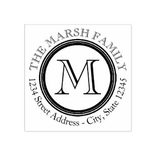 シンプルSerif Monogramの名前と差出人住所 ラバースタンプ