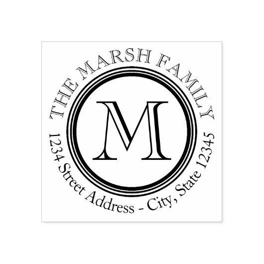 シンプルSerif Monogramの名前と差出人住所 ラバースタンプ (インプリント)