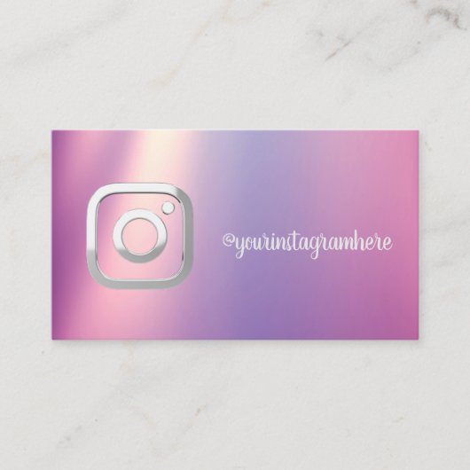 シンプルSilver Instagramモダン Social Media 名刺 (正面)