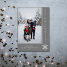 シンプルSnowflake New Year's Photo Card |グレー