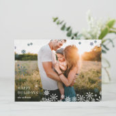 シンプルSnowflaksフレームモダンフルフォト シーズンカード (スタンド正面)