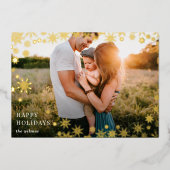 シンプルSnowflaksフレームモダンフルフォト 箔シーズンカード (正面)