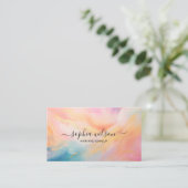 シンプルSNSエレガントパステルスカイQRコード 名刺 (スタンド正面)