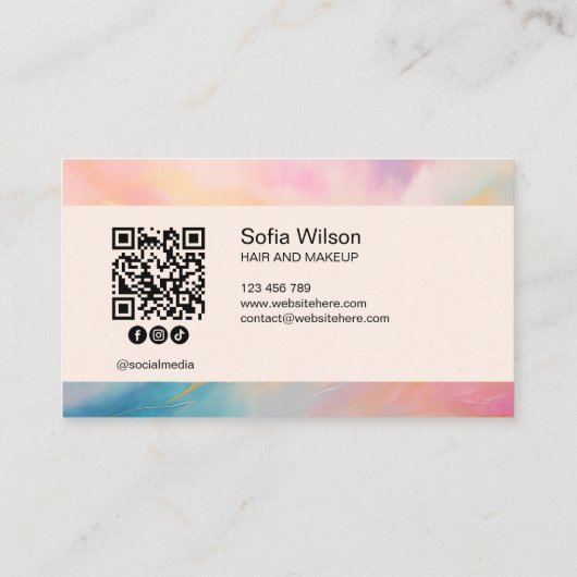 シンプルSNSエレガントパステルスカイQRコード 名刺 (裏面)