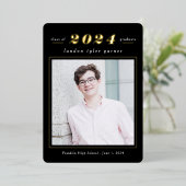 シンプルStatsホイル卒業編集可能カラーモダン 箔招待状 (立ち正面)