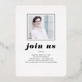 シンプルStatsホイル卒業編集可能カラーモダン 箔招待状 (裏面)