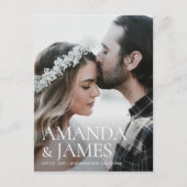 シンプルStytlish写真の日付を保存結婚する 案内ポストカード (正面)
