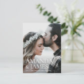 シンプルStytlish写真の日付を保存結婚する 案内ポストカード (スタンド正面)
