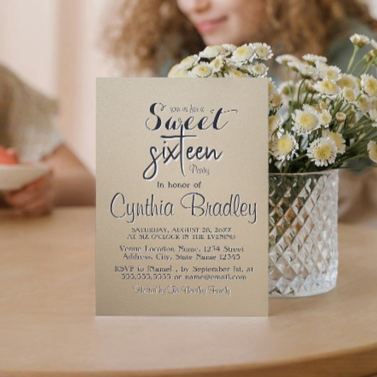 シンプルSweet sixteen誕生日パーティー 招待状