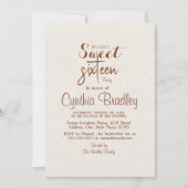 シンプルSweet sixteen誕生日パーティー 招待状 (正面)