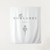 シンプルSweetheartテーブルの白黒の名前 タペストリー (正面)