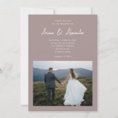 シンプルTaupe 2枚の写真結婚の 招待状 (正面)