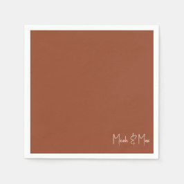 シンプルTerracottaスクリプト名結婚のカクテル スタンダードカクテルナプキン