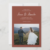 シンプルTerracottaスクリプト結婚写真 セーブザデート (正面)