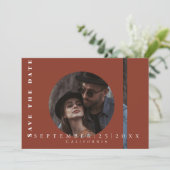 シンプルterracotta画像フラット日付カードを保存 セーブザデート (スタンド正面)