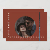 シンプルterracotta画像フラット日付カードを保存 セーブザデート (正面/裏面)