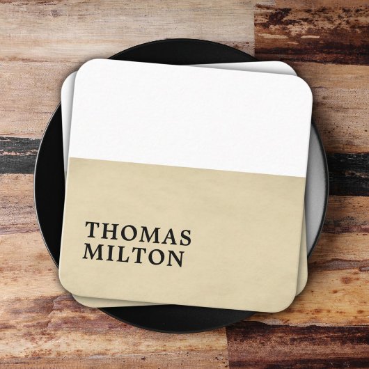 シンプルTextureエレガント Beigeホワイトコンサルタント スクエア名刺