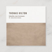 シンプルTextureエレガント Brown White Consultant スクエア名刺 (正面)