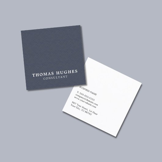シンプルTexture Blueエレガント White Consultant スクエア名刺