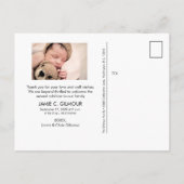 シンプルThank youスクリプトベビーの写真 案内ポストカード (裏面)