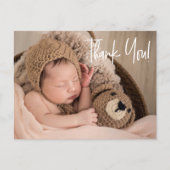 シンプルThank youスクリプトベビーの写真 案内ポストカード (正面)