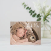 シンプルThank youスクリプトベビーの写真 案内ポストカード (スタンド正面)