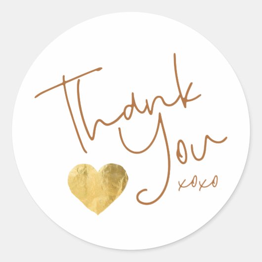 シンプルThank You Copper + 金ゴールドハートハンド書 ラウンドシール (正面)