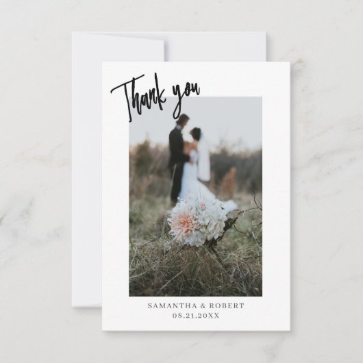 シンプルThank You Script Wedding Card サンキューカード (正面)