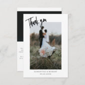 シンプルThank You Script Wedding Card サンキューカード (正面/裏面)