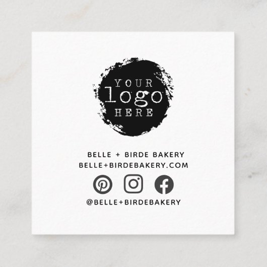 シンプルThank You Small Businessハート スクエア名刺 (裏面)